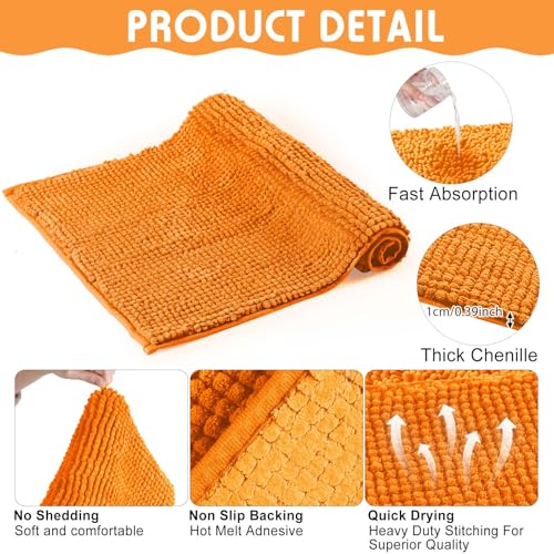 4 Pcs Guinea Pig Cage Liner (Orange / 16 x 24 Inch / Low Pile Chenille)