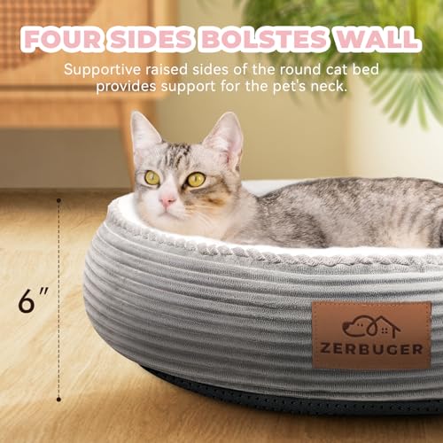 20in Light Grey Round Dog Bed Sofa for Dogs Cats (Light Grey / Small)