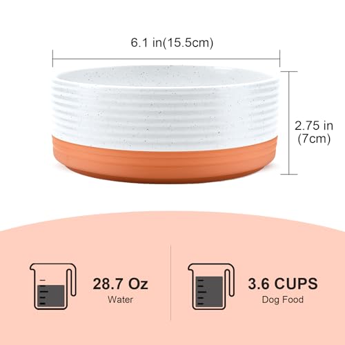 Ceramic Dog and Cat Bowls 2 Pack (6.1 in - 3.6 cups / Pattern White - Only Bowls*2)