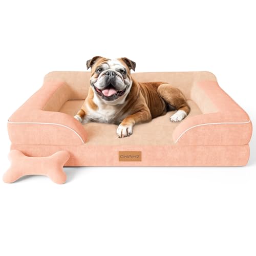 Dog Beds for Large Dogs (Peach Pink / Large(36"L x 27"W x8.5"Th))