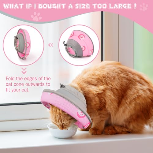 Cat Cone Collar Soft Elizabethan Collar for Surgery Recovery (Pink / M (Neck 7"-9"))