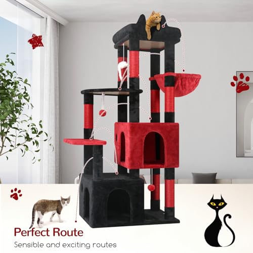Heavy Duty Cat Trees for Big Cats Maine Coon (Blood-Goth / 61inch)