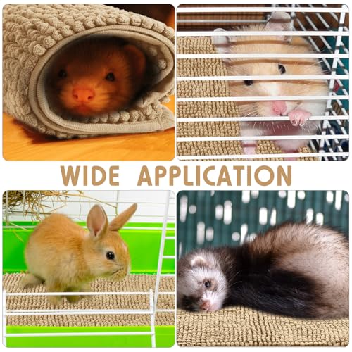4 Pcs Guinea Pig Cage Liner (Beige / 16 x 24 Inch / Low Pile Chenille)