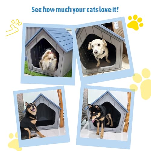 Small Dog House Outdoor Indoor (Blue / 23.43" L × 22.44" W × 22.24" H)
