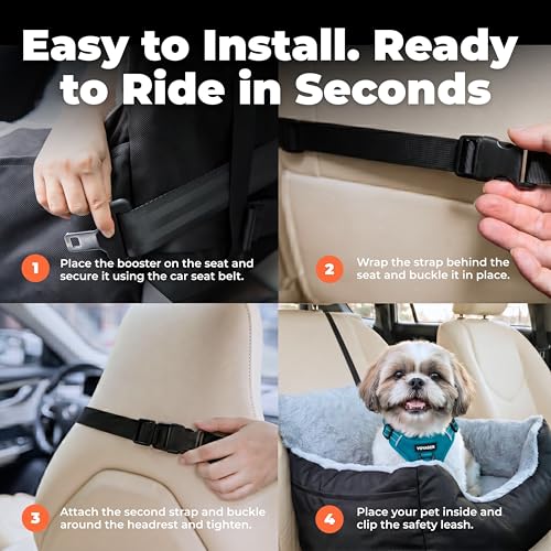 Elevated Dog Car Seat for Small Dogs (Booster (Brown) / 21" x 20" x 14")