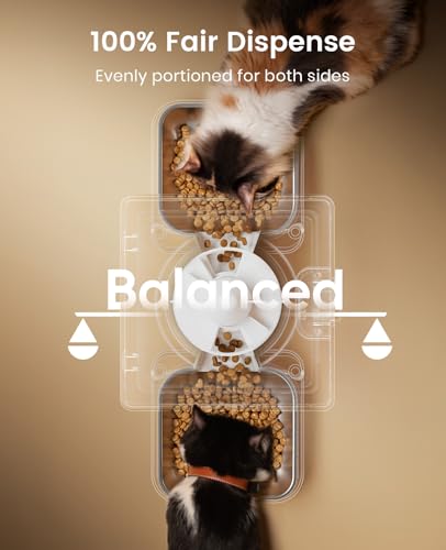 Automatic Cat Feeder for 2 Cats Pets (White)