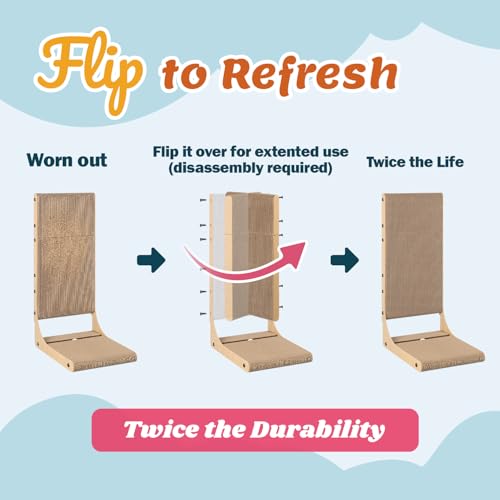 2-Pack L-Shaped Cat Scratching Board, Cardboard, 25.6" Tall (L) (Large 2PC (25.6'' tall))