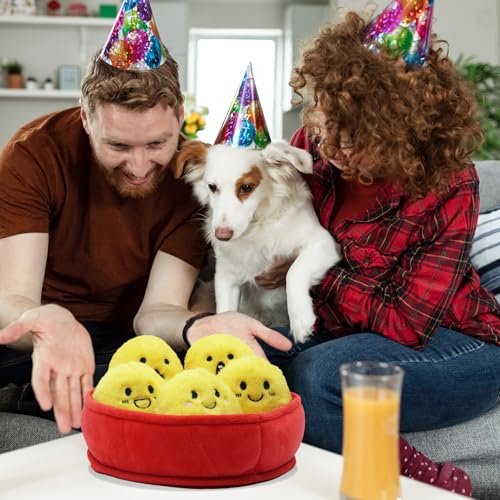6 Pack Chicken Nugget Squeaky Dog Toys Interactive Puppy Chew Toys (Yelllow Chicken Nugget)