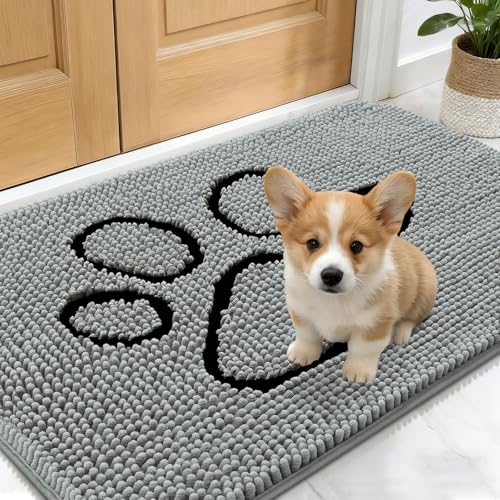 Dog Door Mat for Muddy Paws 30x17 (Grey / 30" X 17")