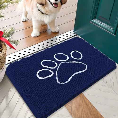 Dog Door Mat for Muddy Paws 30x17 (Navy Blue / 30" X 17")