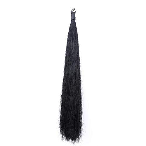 Horse Tail Extensions with Braided Horsehair Loop (1 LB (34"-36") / Jet Black)
