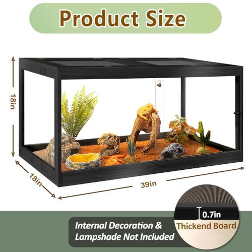 Bearded Dragon Tank 60 Gallon (Black / 60 Gallon (39x18x18) Inch)