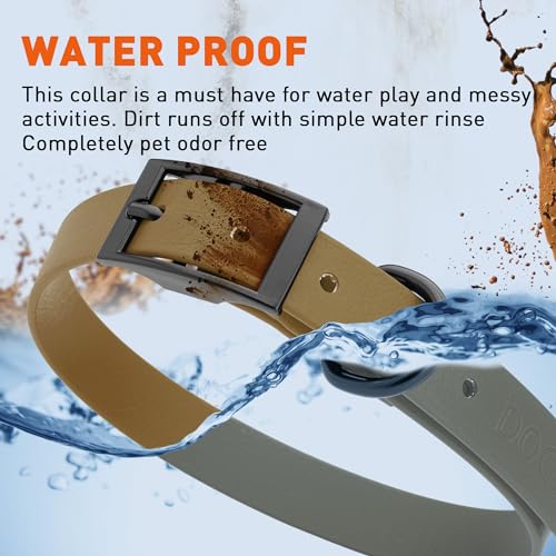 Biothane Waterproof Dog Collar Strong Coated Nylon Webbing with Black Hardware Odor (W3/4" x L15-18" / Coyote Brown)
