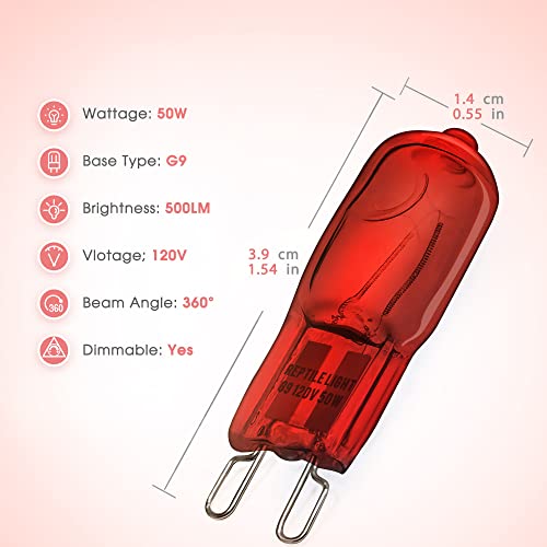 G9 Infrared Heat Lamp Bulbs for Reptile Mini Reptile Light Red (Red Bulb / 2 Pack)