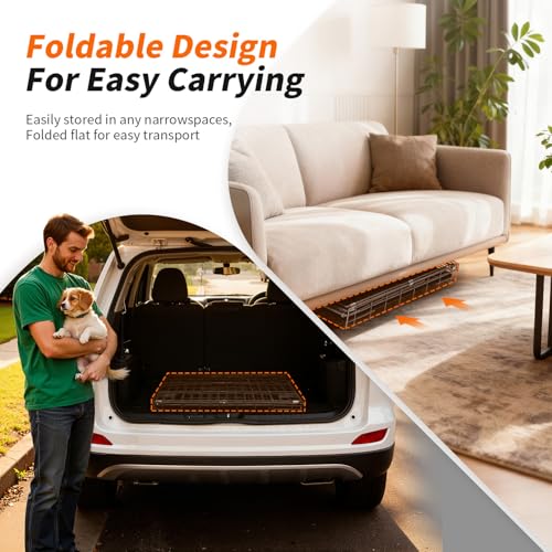 30" Foldable Metal Dog Crate (Dark Black)