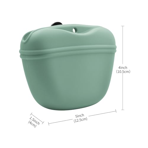 Silicone Dog Treat Pouch with Clicker Magnetic Closure Secure Clip (2 Pack / Lake Blue + Battleship)