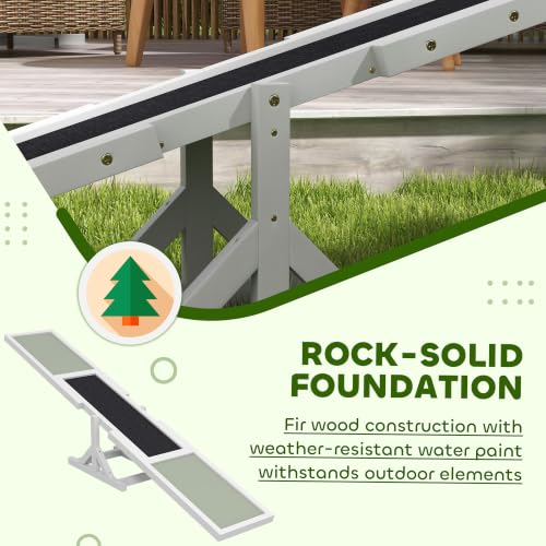 Wooden Dog Agility Seesaw for Exercise 71" L x 12" W x 12" H White (70.75" x 11.75" x 11.75" / White)