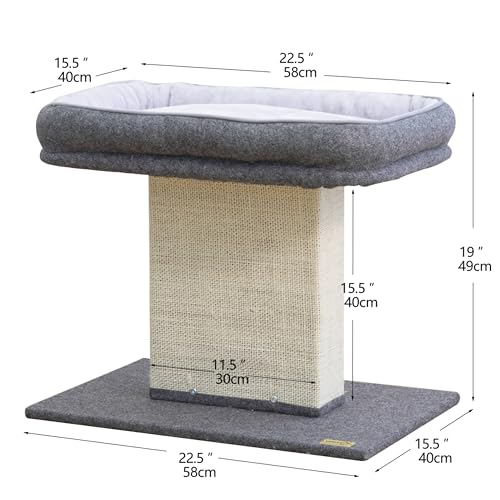 Cat Perch with Washable Replaceable Bed & Wide Sisal Scratching Post