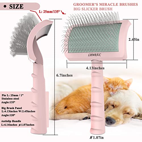 Dog Slicker Brush for Doodles Poodles Fluffy Deshedding Loose Hair (pink)