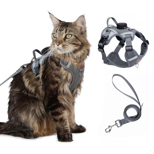 Cat Harness and Leash Set with AirTag Holder (Grey (Holder for Airtag) / M)