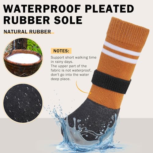 Anti Slip Dog Boots & Paw Protectors for Hardwood Floor (Khaki / X-Large(Paw width 2.36in/6cm))