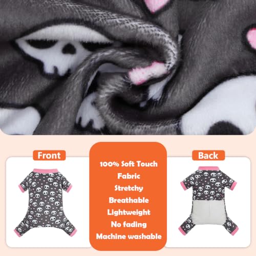 Dog Pajamas Halloween Puppy Onesies Small Dogs Soft Pjs Coat Cat Apparel Comfy Pet Clothes Outfit Doggie Bodysuit P350XS (X-Small / Skull Hearts)