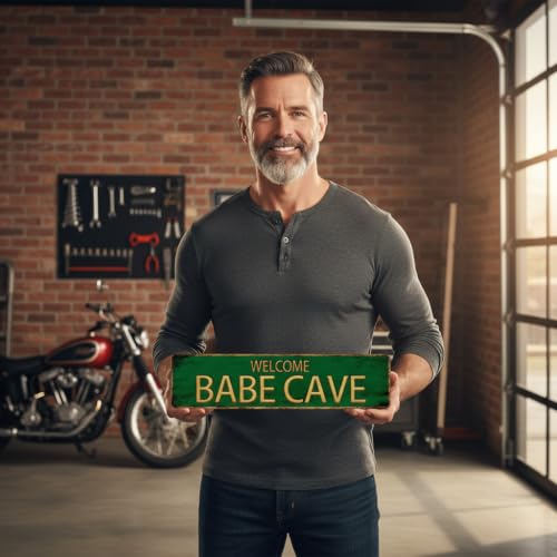 Vintage Metal Tin Sign "WELCOME BABE CAVE" 4''x16'' inch (sign3)