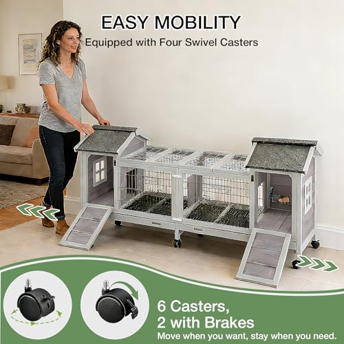 Rabbit Hutch Indoor Outdoor (（Grey-AIR68))