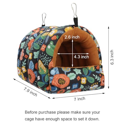 Bird Nest House Winter Warm Snuggle Hut Bird Bed Hanging Hammock for Parrots Budgies Parakeets Caique Senegal Cockatiels Conures (Medium / Black)