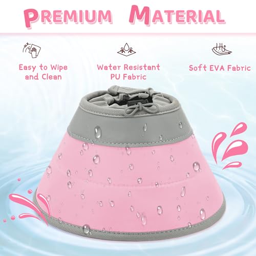 Cat Cone Collar Soft to Stop Licking (Solid Pink / M)