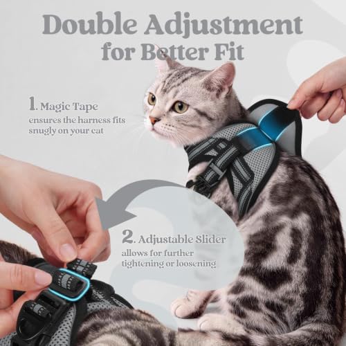 Cat Harness and Leash Set (L / Grey)