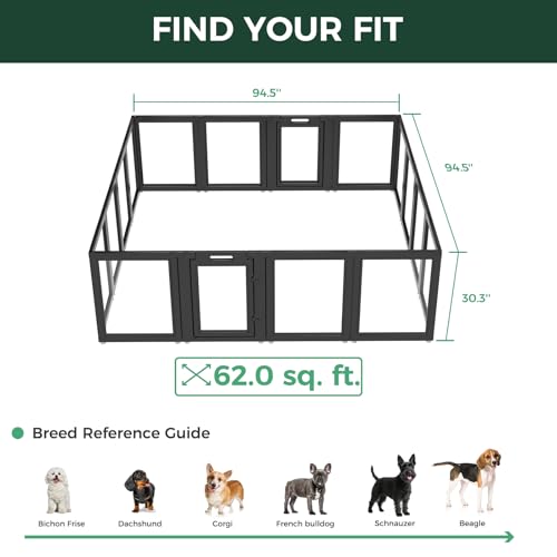 AuraSpace Clear Acrylic Indoor Dog Playpen (Black / 30"H)