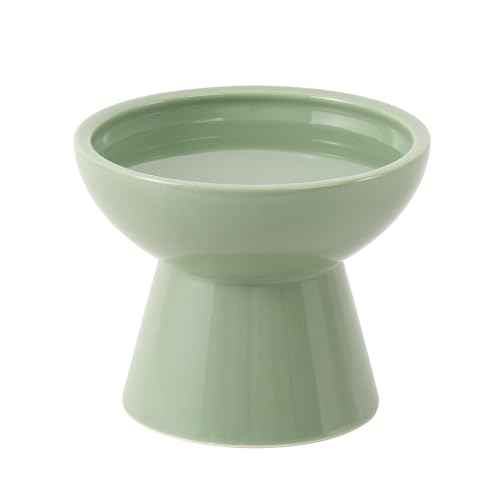 Extra Wide Elevated Ceramic 6.2" Deeper Cat Water Bowl (Sage Green-Deeper)