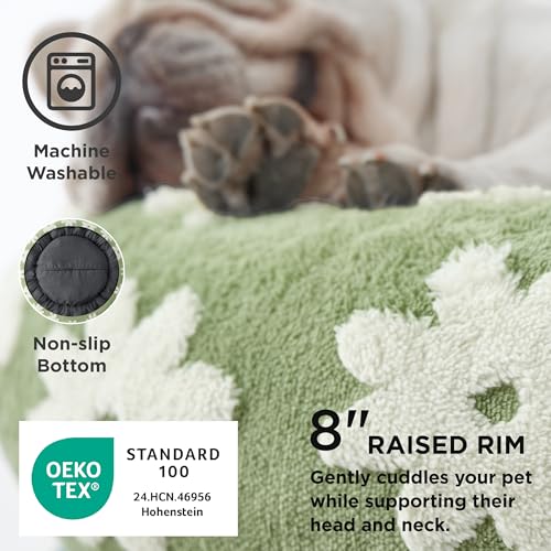 Shown on TV Jacquard Donut Dog Beds Large Sized Dog (33.0"L x 33.0"W x 8.0"Th / Flower Garden Green)