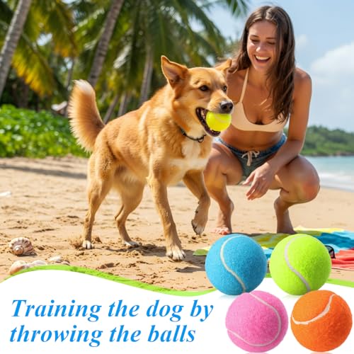16 Pcs 2.5 Inch Squeaky Tennis Balls Bulk for Dogs Bouncy Floatable Tennis Balls Dog Playing Supplies Training Interactive Fetch Toys Indoor and Outdoor for Small Medium Puppy (Multicolor)