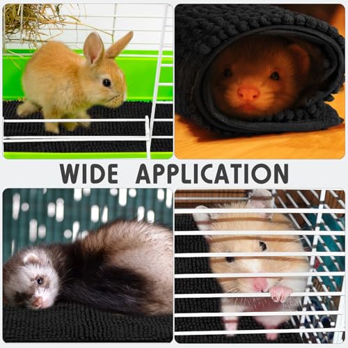 4 Pcs Guinea Pig Cage Liner (Black / 16 x 24 Inch / Low Pile Chenille)