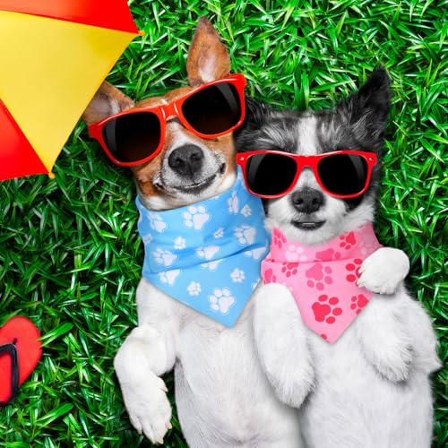 100 Pcs Paw Print Dog Bandanas Bulk for Holiday Party (Paw / 25.6 x 17.7 x 17.7 Inch)