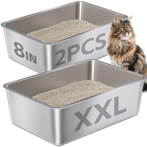 Stainless Steel Litter Box (2packs-XXL-8" H)