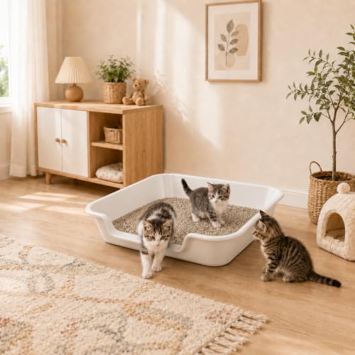 Extra Large Low Entry ABS Cat Litter Box (Large (Pack of 1) / White)