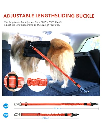 Dog Seat Belt for Car (Set Black+Orange)