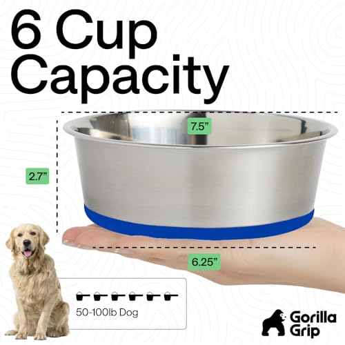 Dog Bowls Food Grade Stainless Steel (Royal Blue / 6 Cup (Set of 2))