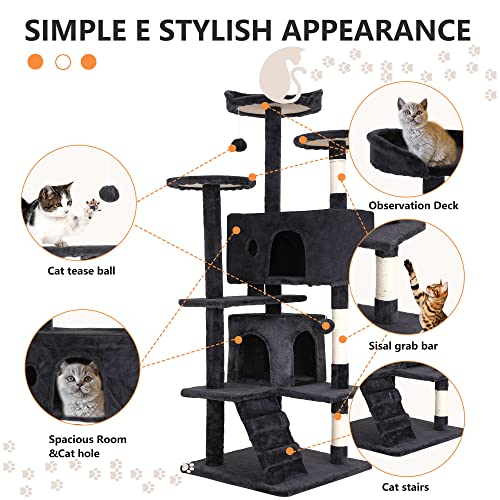 54" Cat Tree Tower (54in / Dark Gray)
