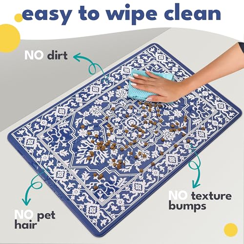 Large Dog Mat for Food and Water (16.5"L x 26"W / Large Casablanca)
