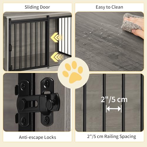 27.2" S Dog Crate Furniture Indoor Dog Kennel with Barn Door (Greige / 27.2"L x 19.3"W x 25.4"H)