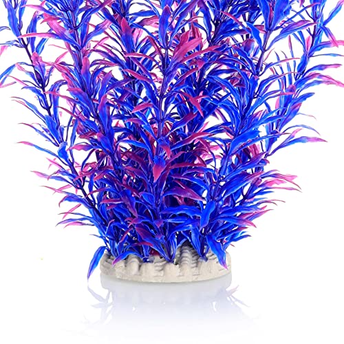 Aquarium Decor Plastic Plants Extra Large 21 Inches Artificial Plants (Purple 2pcs)