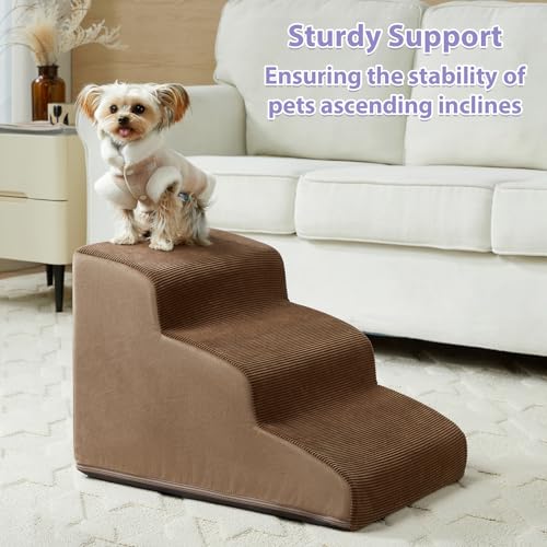 Dog Stairs for Bed (Fleece Brown)
