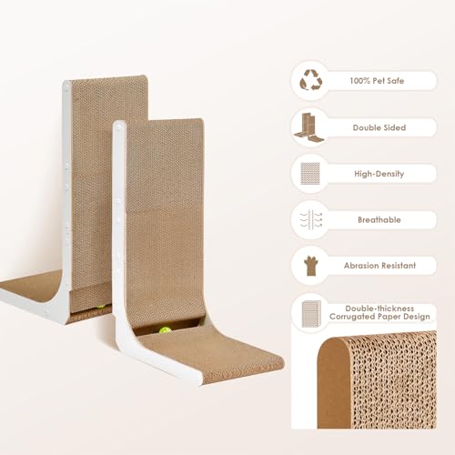 Cardboard Cat Scratcher for Indoor Cats (White / 16.6x11.2x26.8)