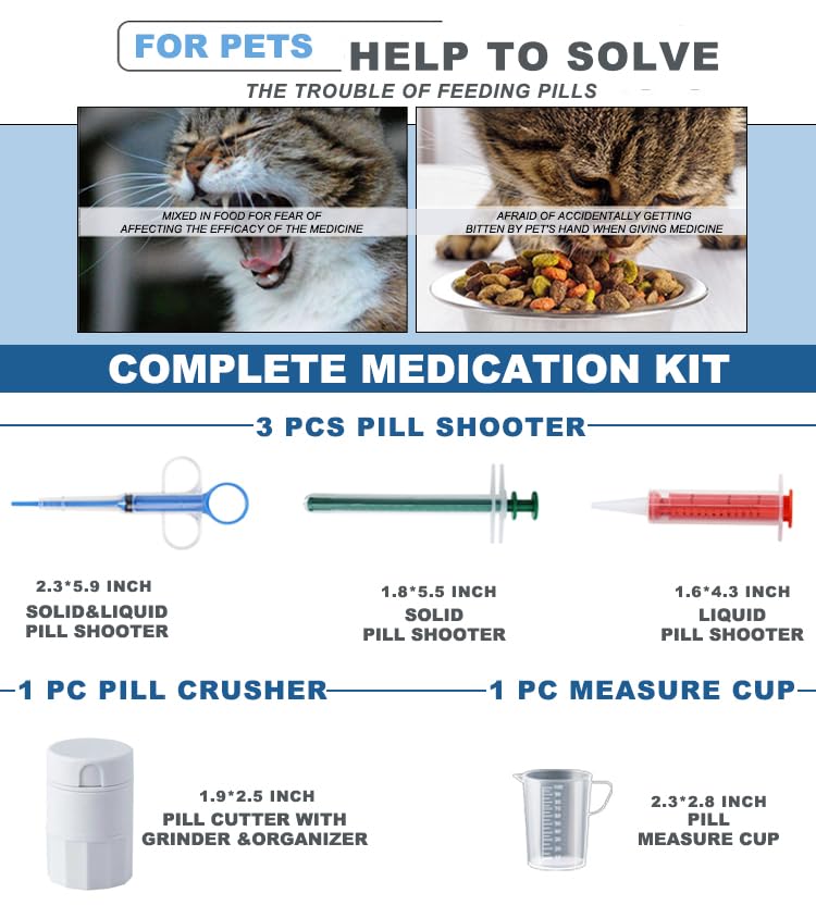 5 Piece Pet Medication Kit for Cats & Dogs (As Show)
