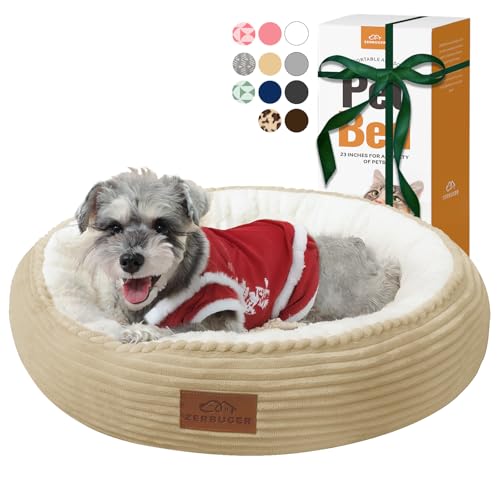 23in Camel Round Dog Bed Sofa for Dogs Cats (Camel / Medium)