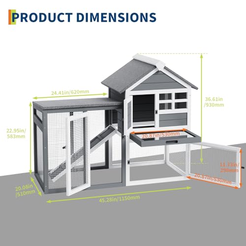2 Tier Rabbit & Chicken House (Grey-45"x20"x36")